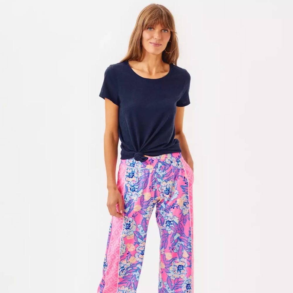 Lilly Pulitzer Etta Scoop Neck Top in True Navy - Picture 2 of 8